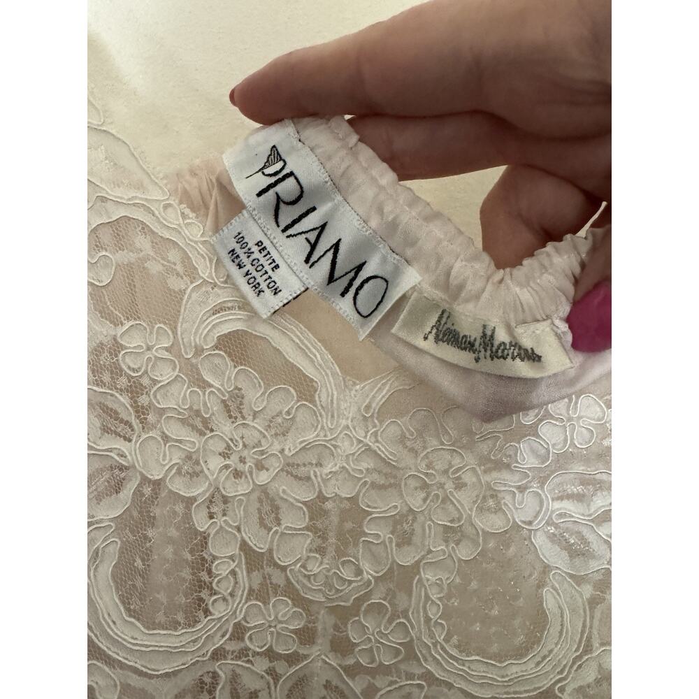 VTG Priamo Women’s Pink Lightweight Long Gown COTTON Size Small Lace 90s Neiman - Picture 5 of 5